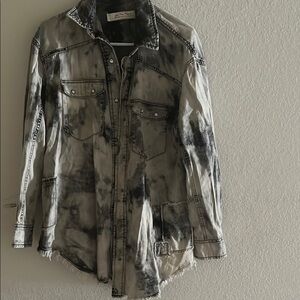 We The Free Black and White Long Sleeve Dress